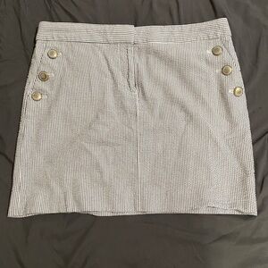 J. Crew Navy and White Seersucker Mini Skirt 6